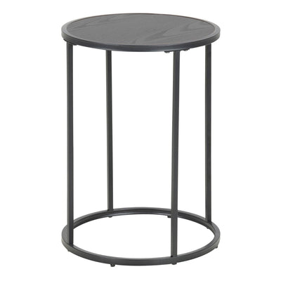 Seaford Black Metal Small Round Side Table with Black Top – FTG