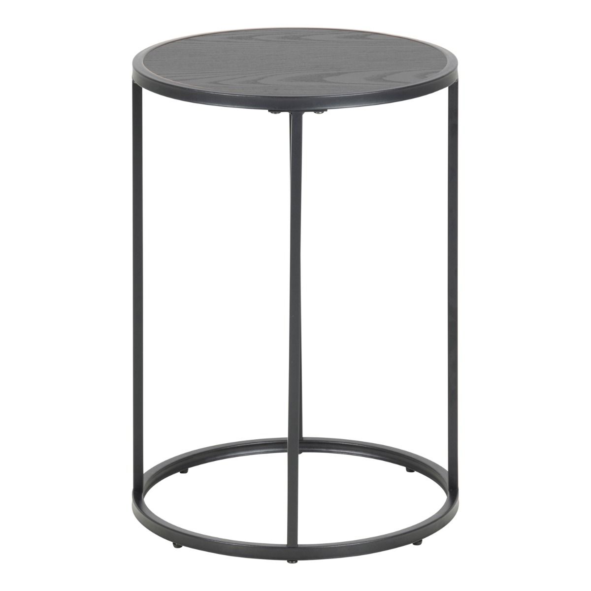 Seaford Black Metal Small Round Side Table with Black Top – FTG, view 2