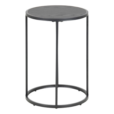 Seaford Black Metal Small Round Side Table with Black Top – FTG, view 2