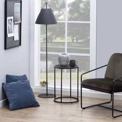 Seaford Black Metal Small Round Side Table with Black Top – FTG, view 3