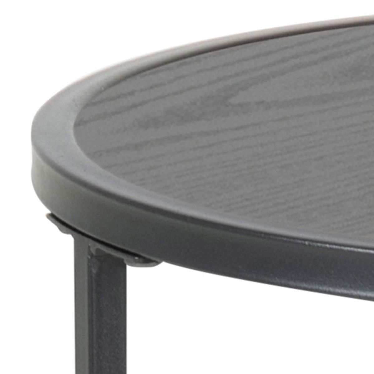 Seaford Black Metal Small Round Side Table with Black Top – FTG, view 4