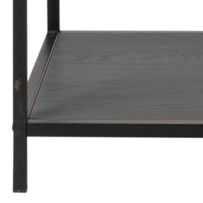 Seaford Black Metal Large Asymmetrical Bookcase with 5 Black Shelves – FTG, view 7