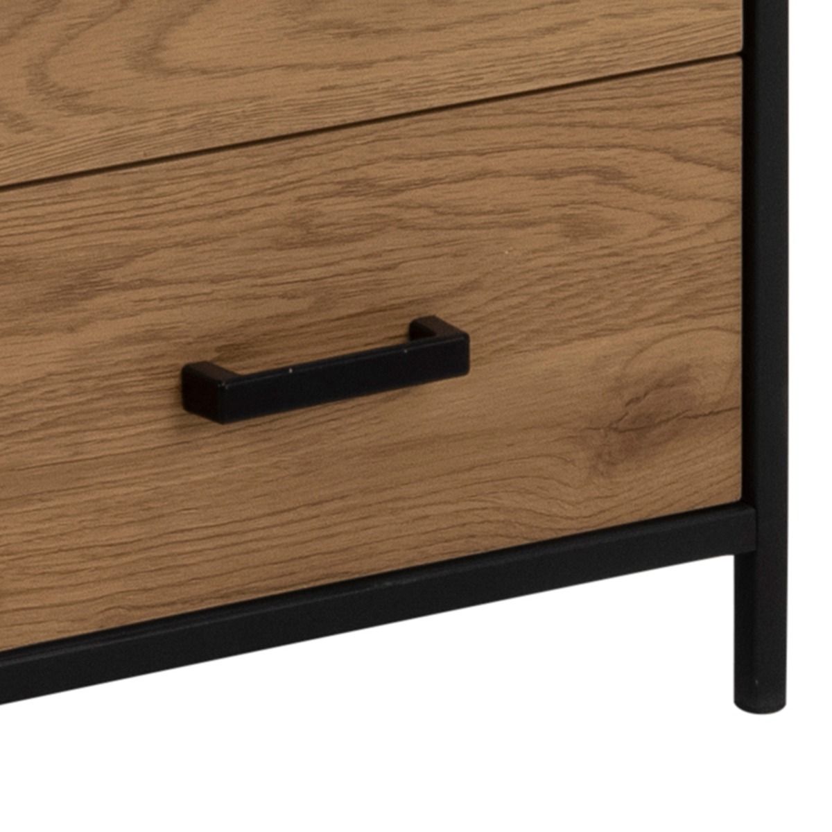 Seaford Bookcase with 2 Drawers and 3 Shelves in Black & Oak – FTG, view 6