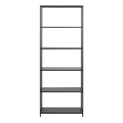 Newcastle Tall Bookcase with 5 Shelves in Matt Black – FTG, view 2
