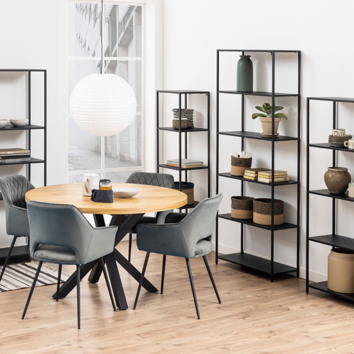 Newcastle Tall Bookcase with 5 Shelves in Matt Black – FTG, view 9