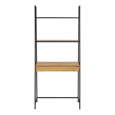 Seaford Bookcase Desk with 1 Drawer in Black and Oak – FTG, view 2
