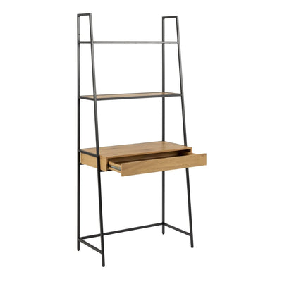 Seaford Bookcase Desk with 1 Drawer in Black and Oak – FTG, view 4
