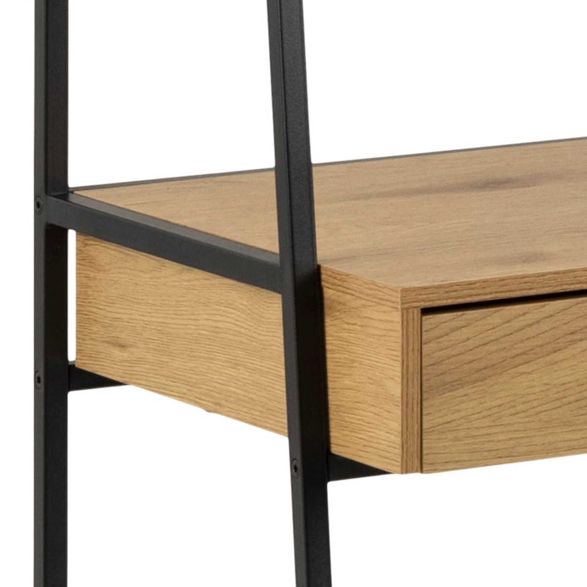 Seaford Bookcase Desk with 1 Drawer in Black and Oak – FTG, view 9