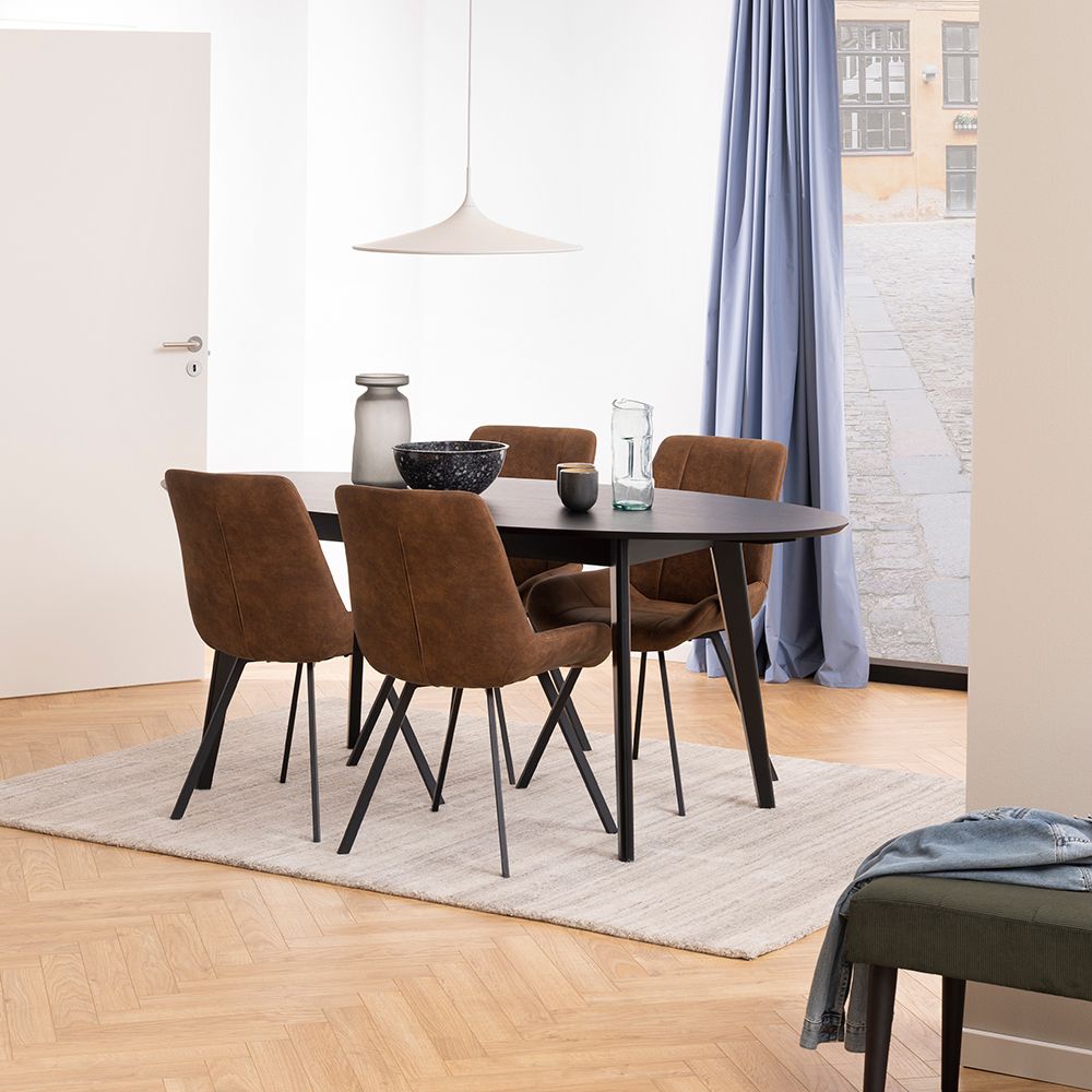 Waylor Dining Chair in Brown Fabric Set of 2 – FTG, view 4