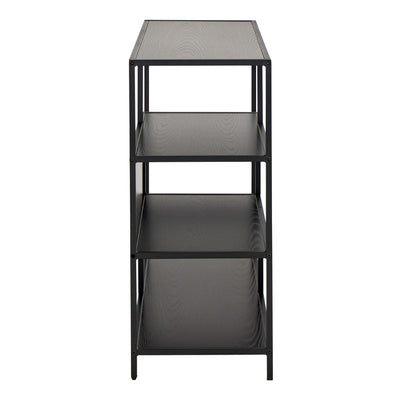 Seaford Wide Ash Black Metal Bookcase With 4 Black Ash Shelves – FTG, view 3