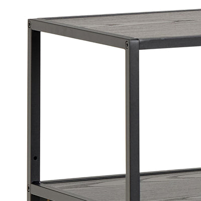 Seaford Wide Ash Black Metal Bookcase With 4 Black Ash Shelves – FTG, view 6