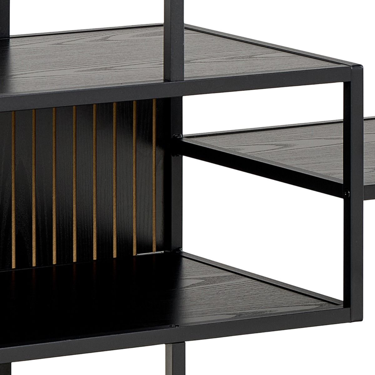 Seaford Wide Ash Black Metal Bookcase With 4 Black Ash Shelves – FTG, view 7