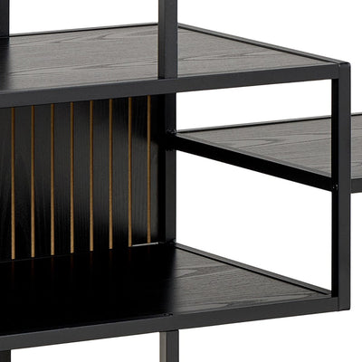 Seaford Wide Ash Black Metal Bookcase With 4 Black Ash Shelves – FTG, view 7