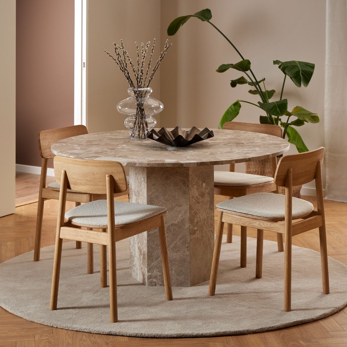 Naxos Round Dining Table in Brown Marble – FTG, view 3