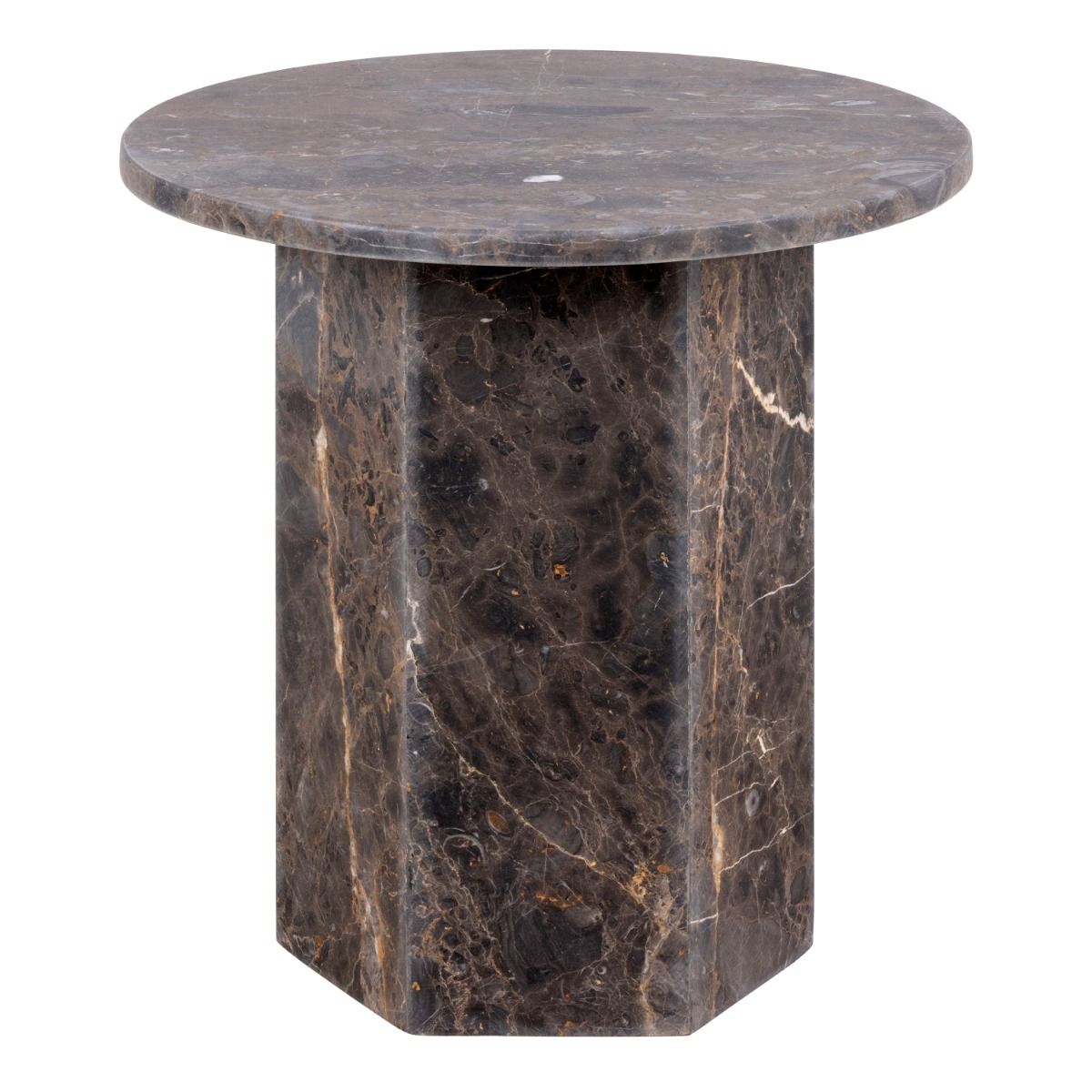 Naxos Round Side Table In Marron Marble – FTG, view 6