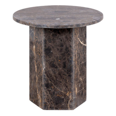 Naxos Round Side Table In Marron Marble – FTG, view 6