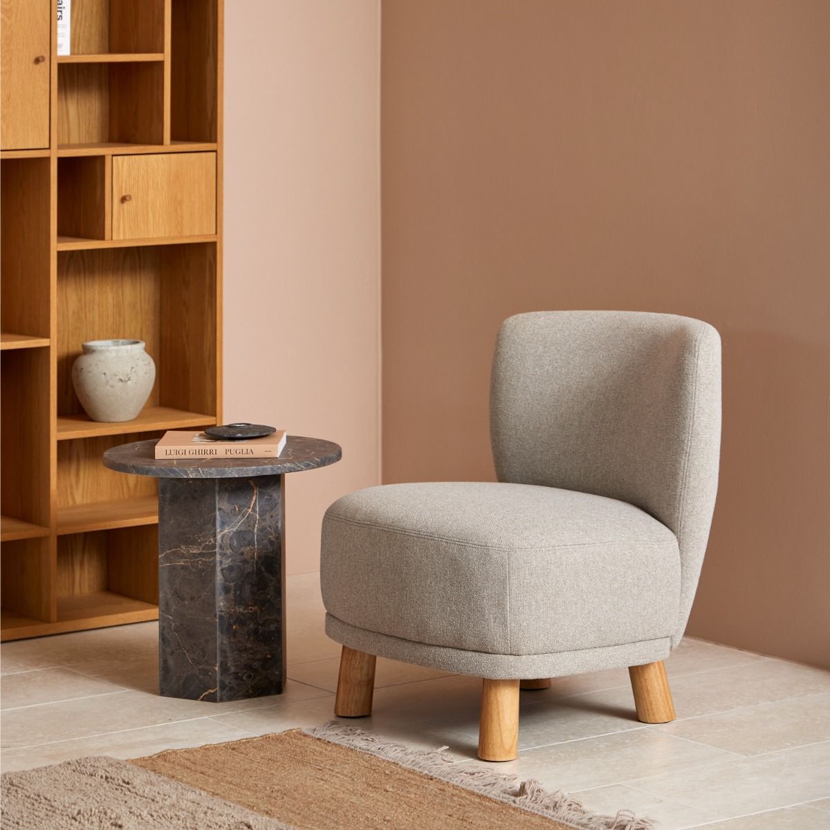 Naxos Round Side Table In Marron Marble – FTG, view 5