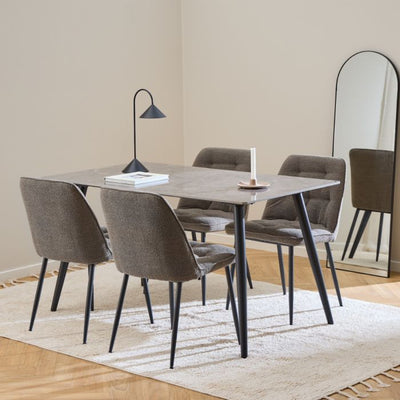 Wicklow Rectangular Dining Table in Grey/Black 140x75cm Included 4 Brooke Dining Chairs in Taupe – FTG
