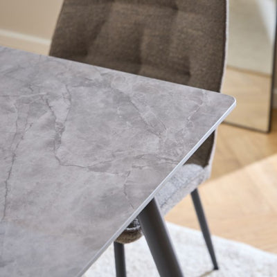 Wicklow Rectangular Dining Table in Grey/Black 140x75cm Included 4 Brooke Dining Chairs in Taupe – FTG, view 4