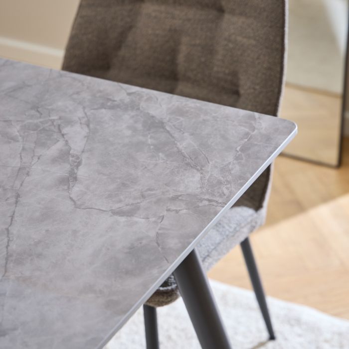 Wicklow Rectangular Dining Table in Grey/Black 140x75cm Included 4 Brooke Dining Chairs in Taupe – FTG, view 4