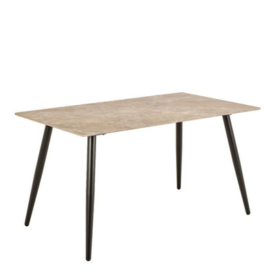 Wicklow Ceramic Dining Table Brown/Black 140x75cm Included 4 Brooke Dining Chairs in Monza Beige – FTG, view 2