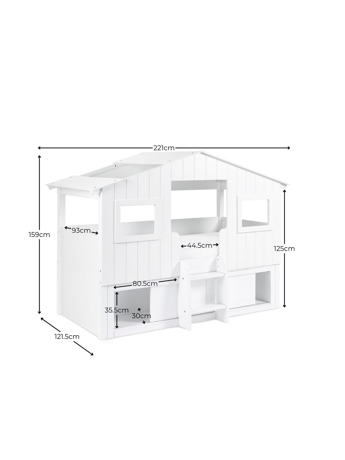 Acorn Treehouse Midsleeper & Storage Unit - White