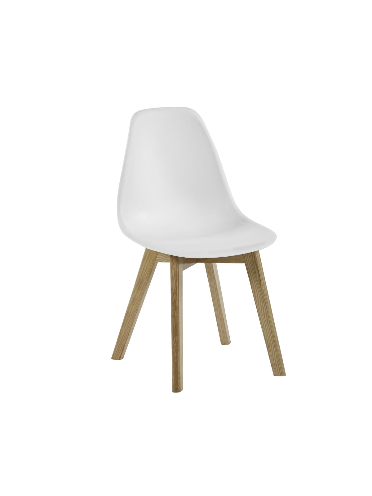 Set of 2 Agatha White Plastic Dining Chairs with Wooden Legs