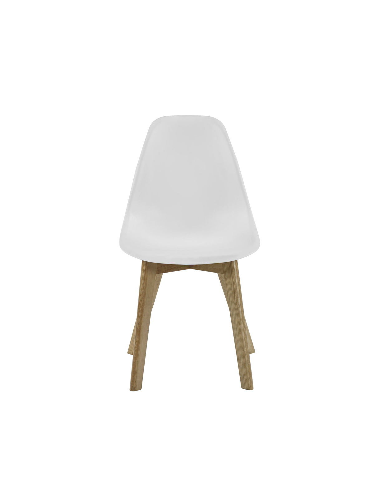 Set of 2 Agatha White Plastic Dining Chairs with Wooden Legs