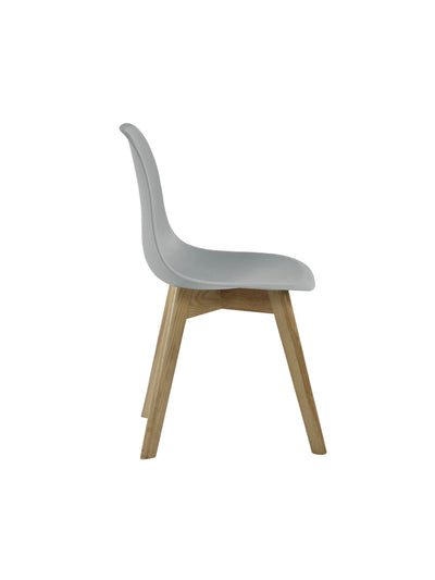 Set of 2 Agatha Grey Plastic Dining Chairs with Wooden Legs