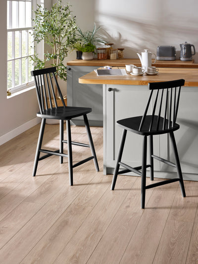 Alassio Black Spindle Back 112cm Solid Wood Bar Stool