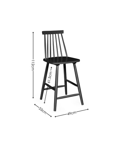 Alassio Black Spindle Back 112cm Solid Wood Bar Stool