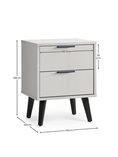 Alba 2 Drawer Bedside - Silk Grey