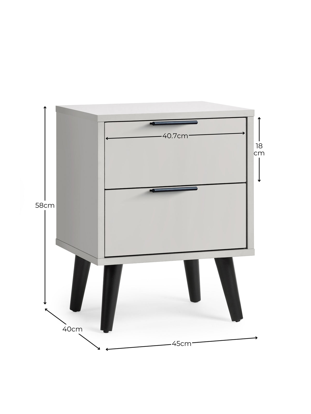 Alba 2 Drawer Bedside - Silk Grey