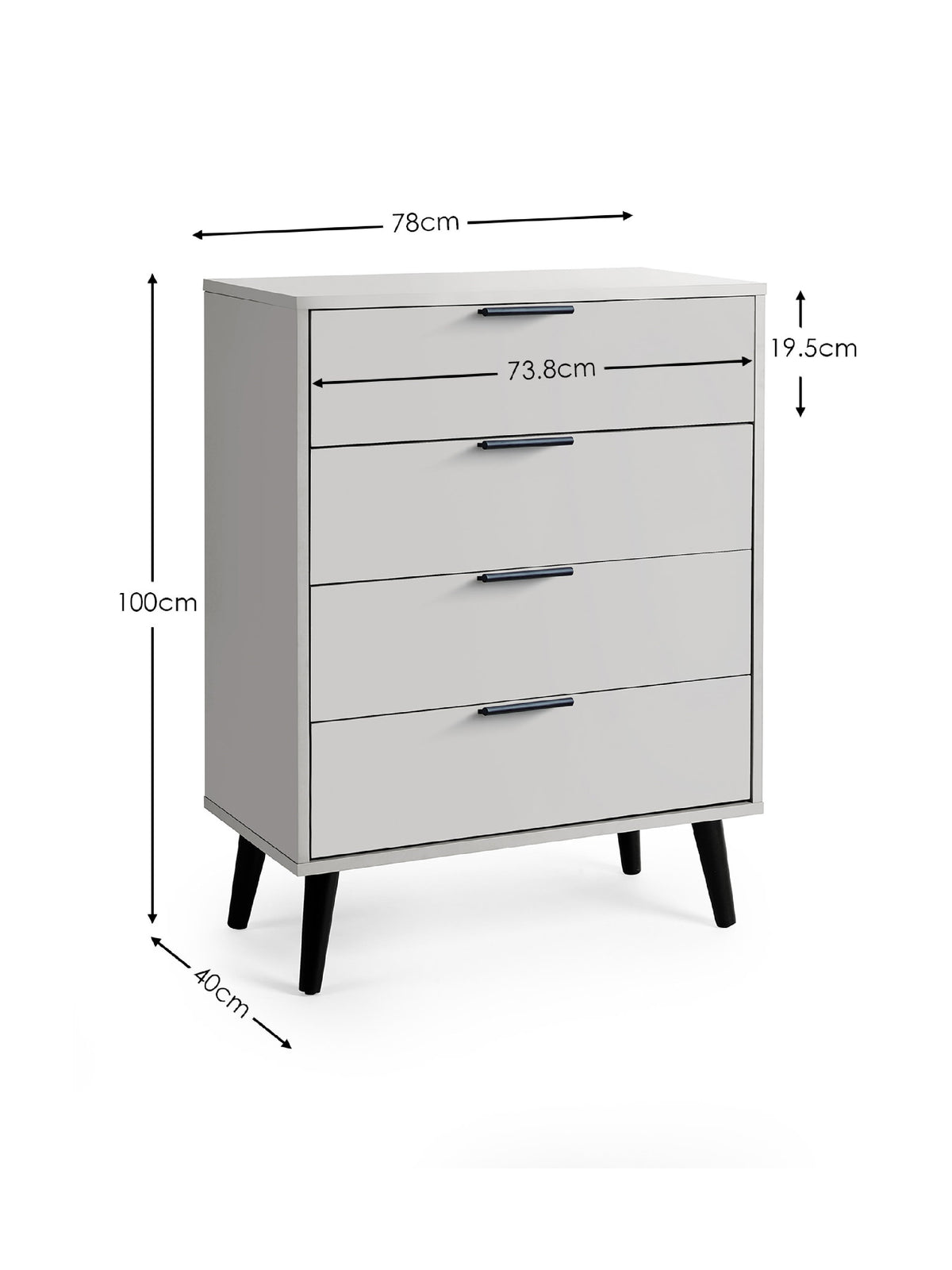 Alba 4 Drawer Wide Chest - Silk Grey