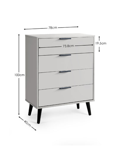 Alba 4 Drawer Wide Chest - Silk Grey