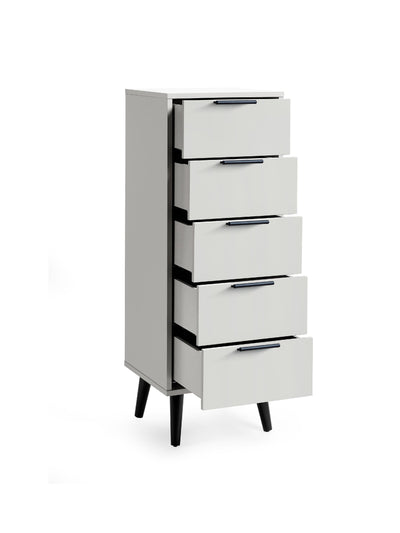 Alba 5 Drawer Narrow Chest - Silk Grey