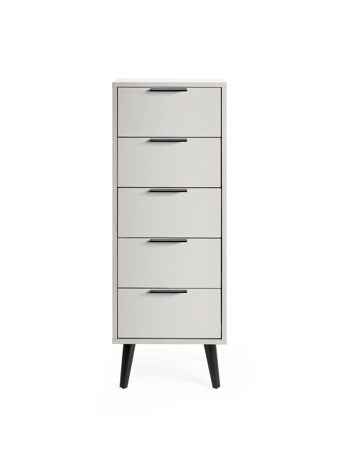 Alba 5 Drawer Narrow Chest - Silk Grey