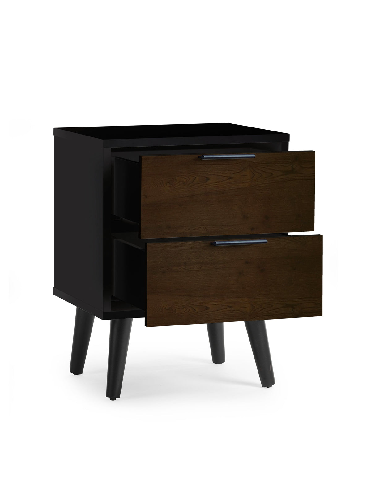 Alba 2 Drawer Bedside - Walnut/Black