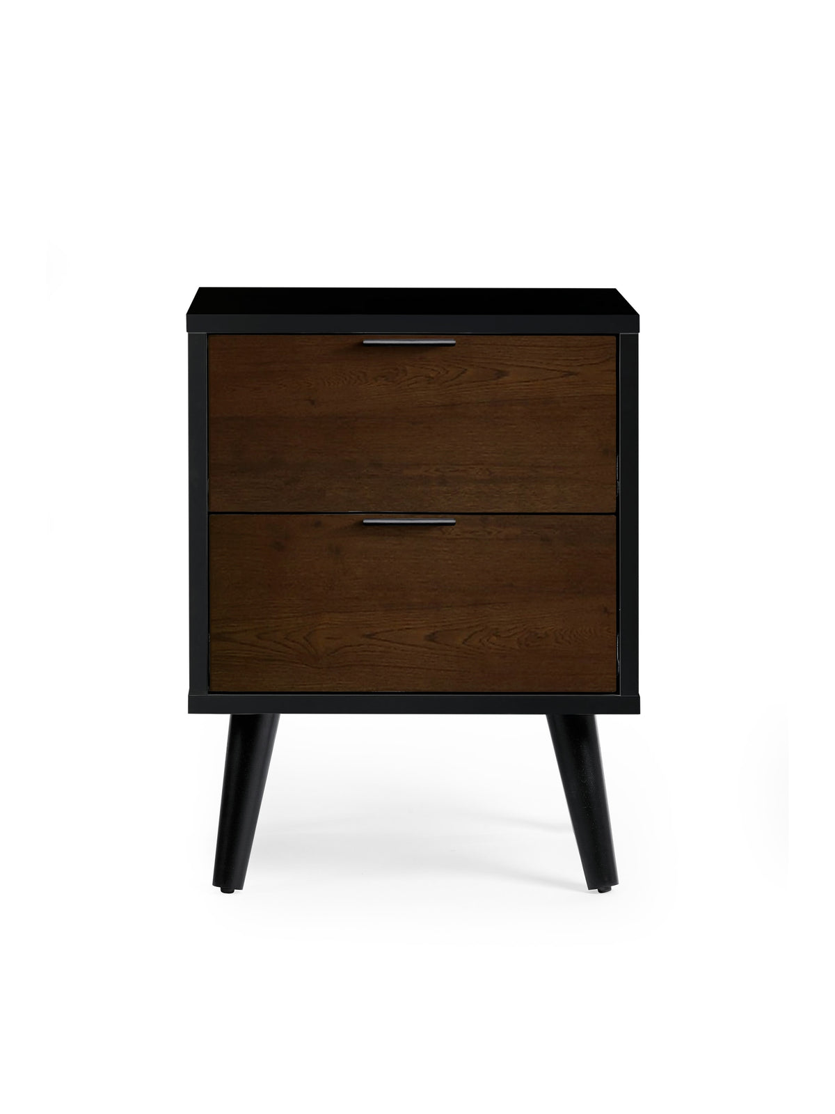 Alba 2 Drawer Bedside - Walnut/Black