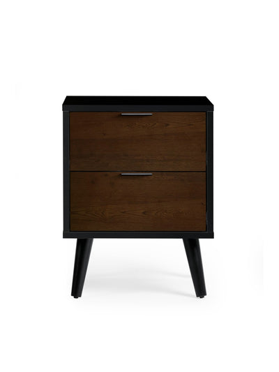 Alba 2 Drawer Bedside - Walnut/Black