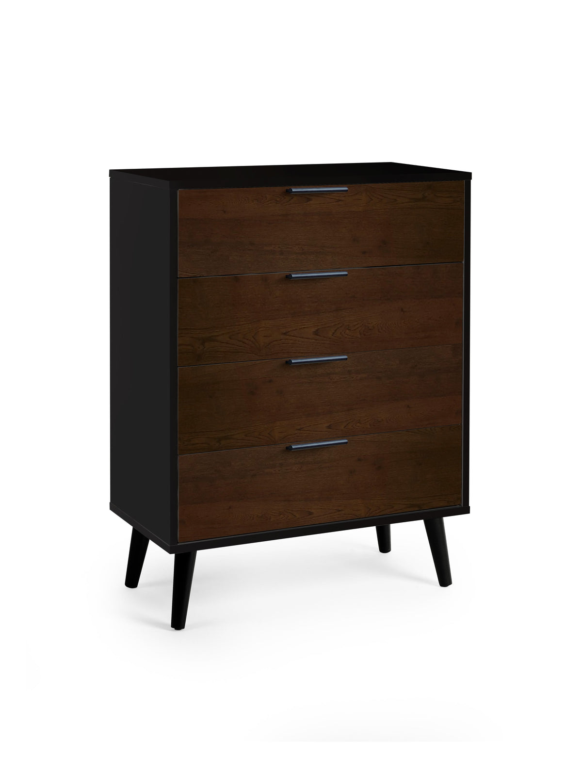 Alba 4 Drawer Wide Chest - Walnut/Black