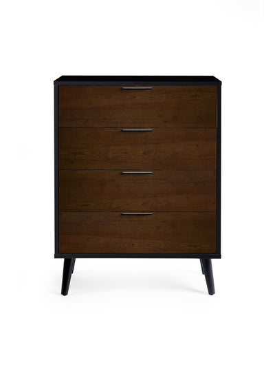 Alba 4 Drawer Wide Chest - Walnut/Black