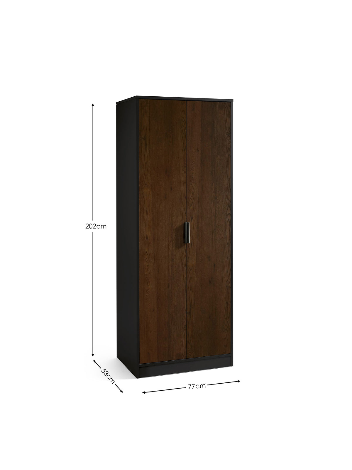 Alba 2 Door Wardrobe - Walnut/Black