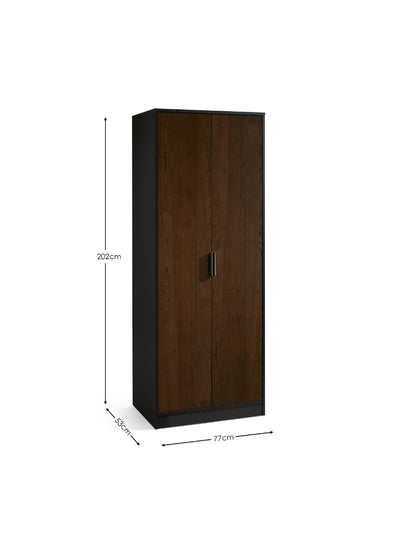 Alba 2 Door Wardrobe - Walnut/Black