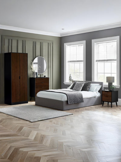 Alba 2 Door Wardrobe - Walnut/Black