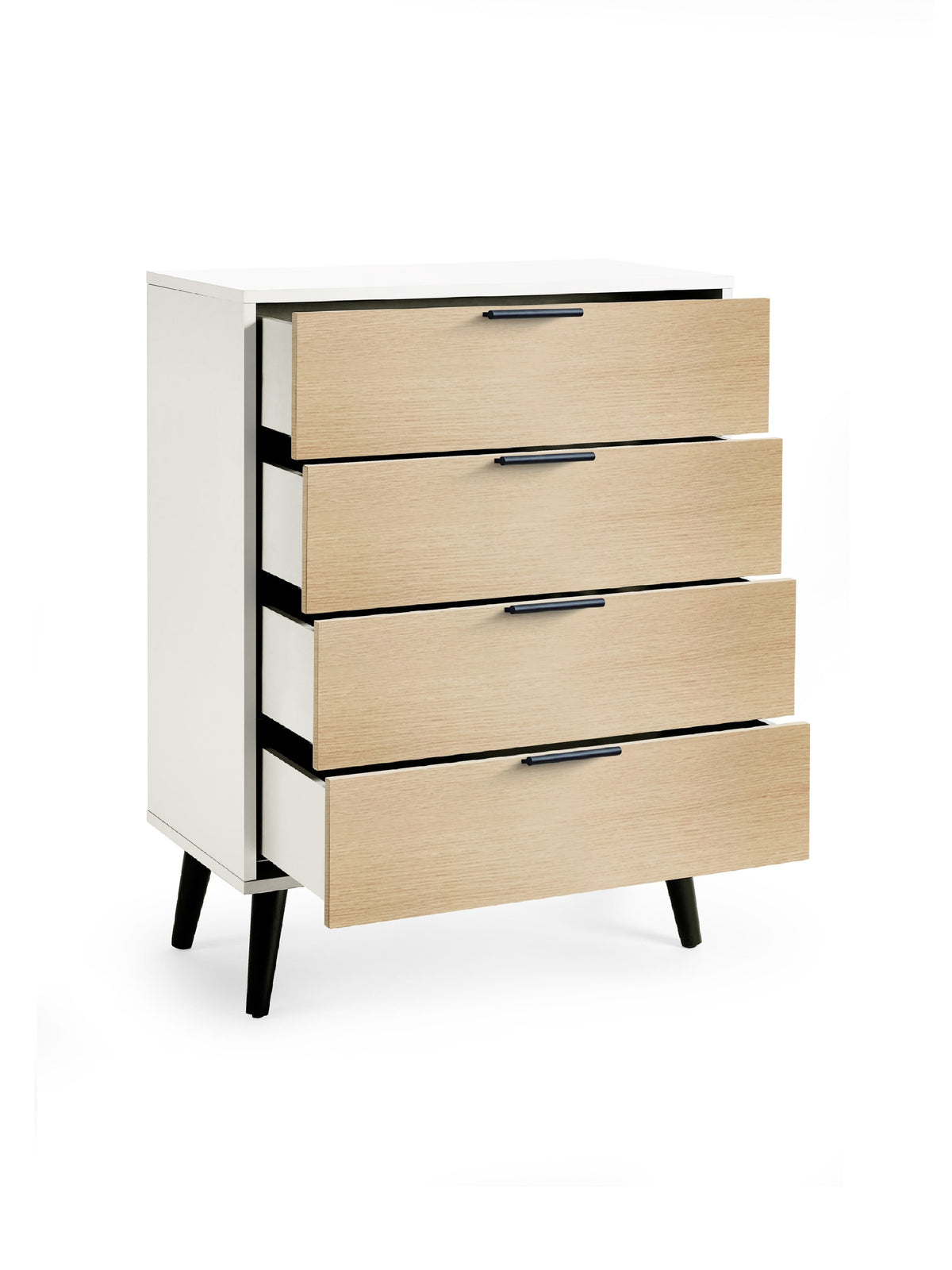 Alba 4 Drawer Wide Chest - White/Oak