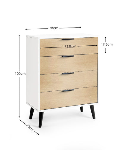 Alba 4 Drawer Wide Chest - White/Oak
