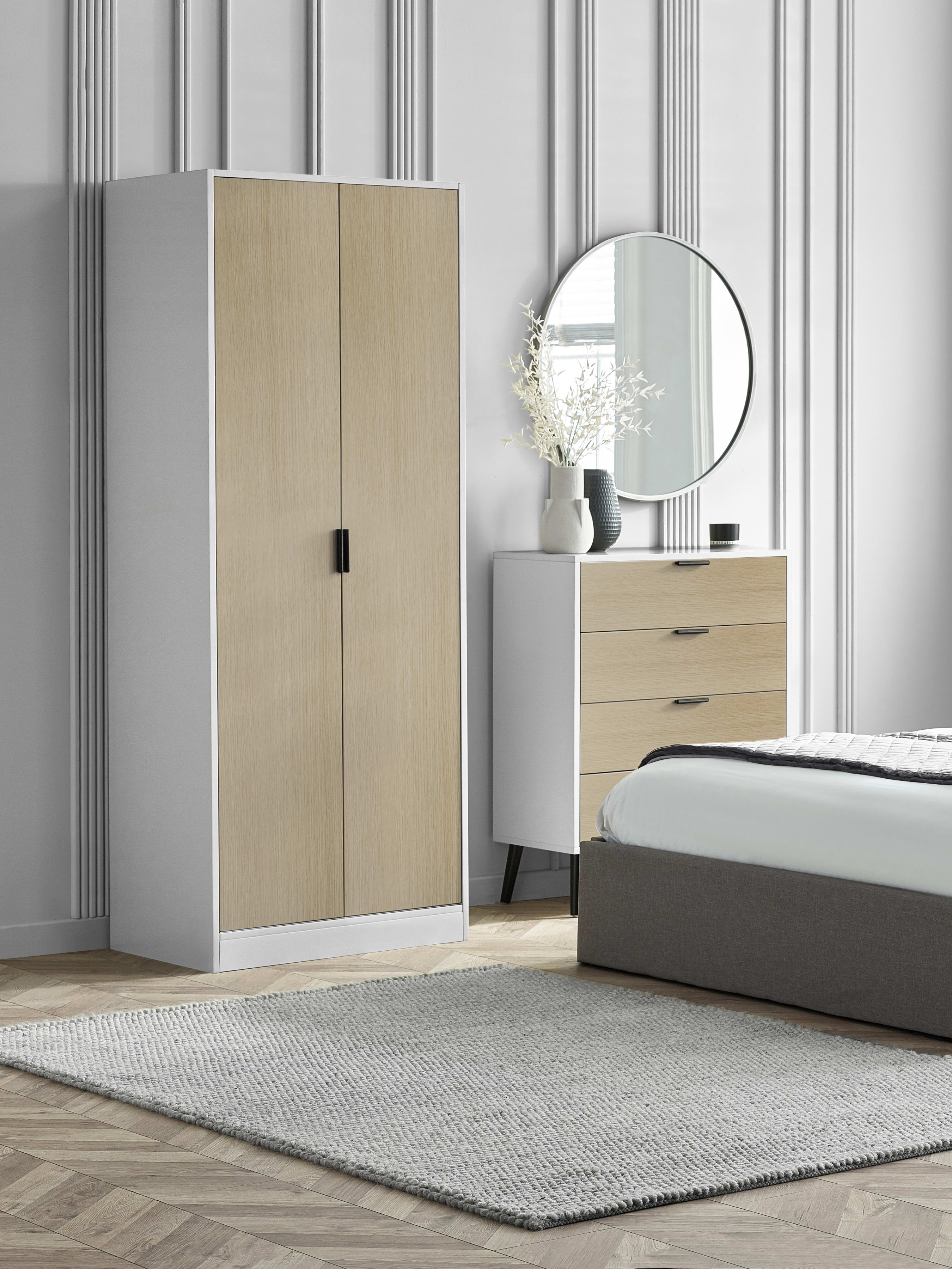 Alba 2 Door Wardrobe - White/Oak