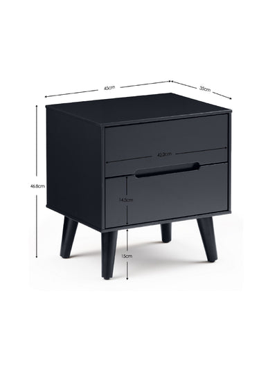 Alicia 2 Drawer Bedside - Anthracite