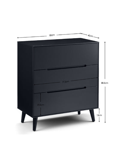 Alicia 3 Drawer Chest - Anthracite